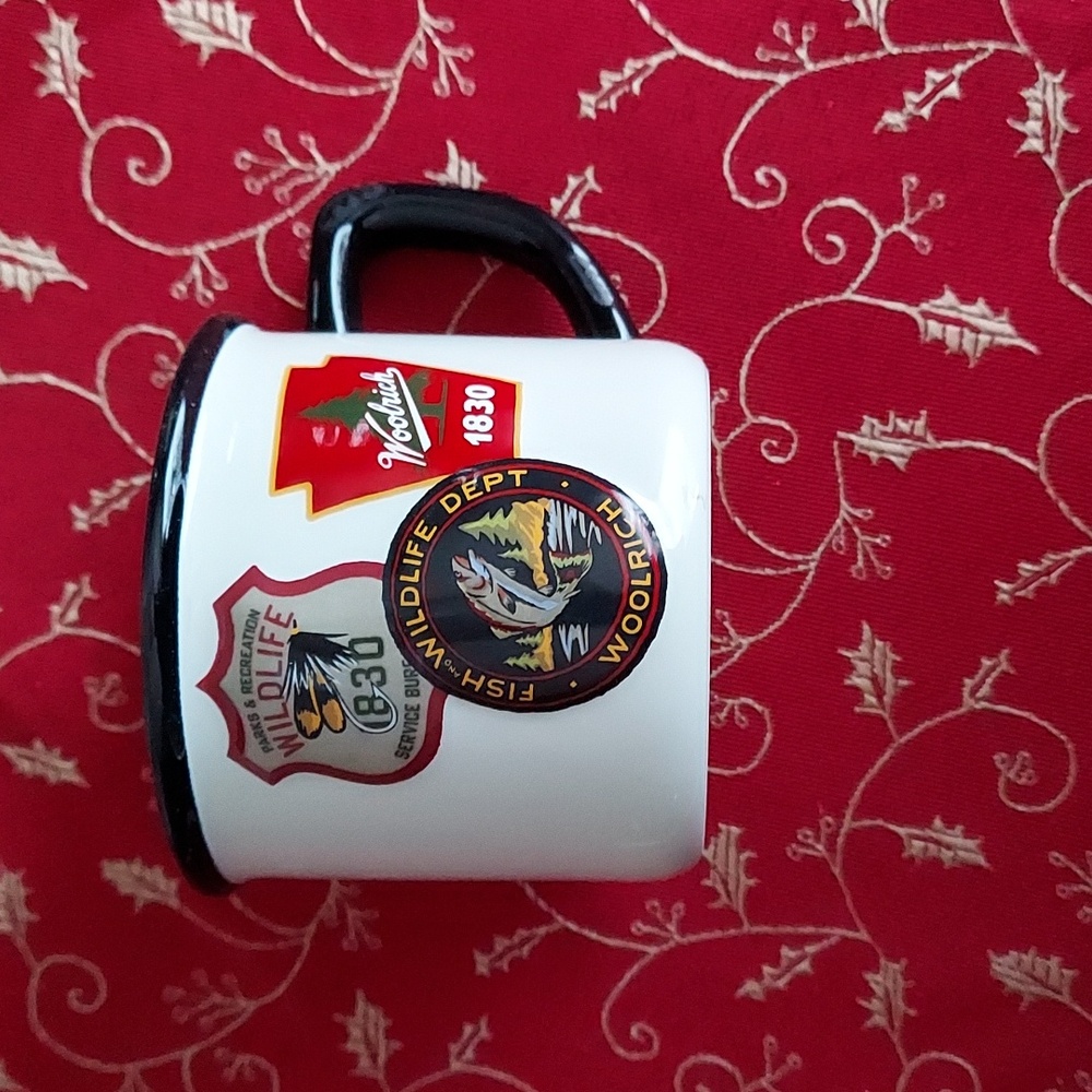Woolrich Cream and Black Vintage 1930 Badges Mug BNWT 5☆ 1 Left!